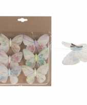 6x hobby vlinder versiering gekleurd 10 cm