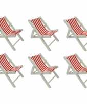 6x maritieme versiering strandstoel rood