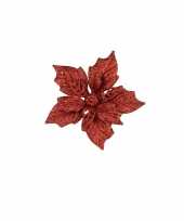 6x rode versiering bloem 12 cm op clip