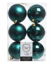 6x smaragd groene kerstversiering kerstballen kunststof 8 cm