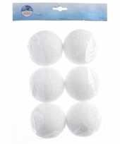 6x sneeuwversiering witte sneeuwballen 8 cm