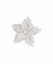 6x witte versiering bloem 12 cm op clip