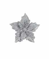 6x zilveren versiering bloem 12 cm op clip