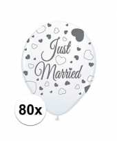 80x just married ballonnen 30 cm bruiloft versiering