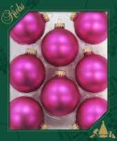 8x bubblegum roze glazen kerstballen mat 7 cm kerstboomversiering