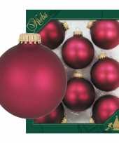 8x cranberry rode velvet glazen kerstballen mat 7 cm kerstboomversiering