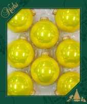 8x full sun neon gele glazen kerstballen glans 7 cm kerstboomversiering