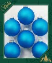 8x intens blauwe glazen kerstballen mat 7 cm kerstboomversiering