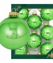 8x jade lime groene glazen kerstballen glans 7 cm kerstboomversiering