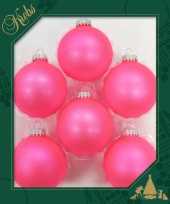 8x neon roze glazen kerstballen mat 7 cm kerstboomversiering