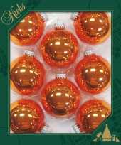 8x orange crush oranje glazen kerstballen glans 7 cm kerstboomversiering
