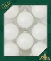 8x satijn witte glazen kerstballen mat 7 cm kerstboomversiering