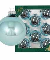 8x starlight blauwe glazen kerstballen glans 7 cm kerstboomversiering