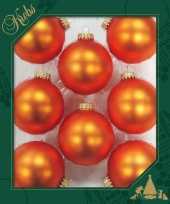 8x wildfire velvet oranje glazen kerstballen mat 7 cm kerstboomversiering