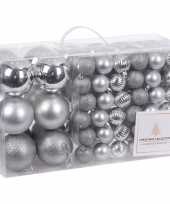 94 delige kerstboomversiering kunststof kerstballen set zilver