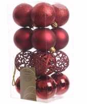 Ambiance christmas kerstboom versiering kerstballen rood 16 x