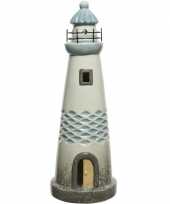 Blauwe witte vuurtoren beeldje 32 cm maritieme versiering