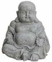 Boeddha beeldje grijs polystone 31 cm woonversiering