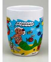 Cartoon cadeau mok beker hoera 75 jaar verjaardag versiering