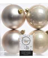 Champagne kerstversiering kerstballen 8x kunststof 10 cm