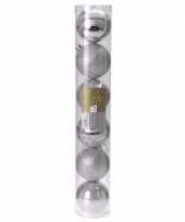 Classic silver kerstversiering plastic zilveren ballen set 6 stuks
