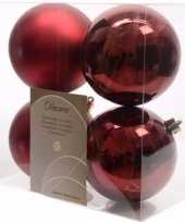 Cosy christmas kerstboom versiering kerstballen donkerrood 4 x