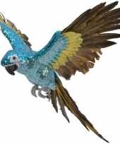 Dierenbeeld blauwe ara papegaai vogel 40 cm hangversiering