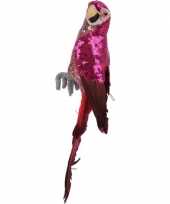 Dierenbeeld roze ara papegaai vogel 34 cm versiering
