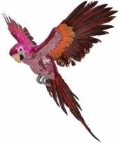 Dierenbeeld roze rode ara papegaai vogel 40 cm hangversiering