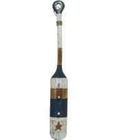 Donkerblauwe witte peddel kapstok 100 cm maritieme versiering