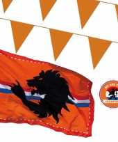 Ek oranje straat huis versiering pakket met oa 2x mega holland vlag 200 meter oranje vlaggenlijnen