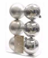 Elegant christmas kerstboom versiering kerstballen zilver 6 x