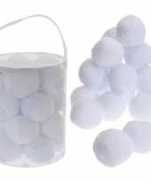 Emmer met 20x witte sneeuwballen 8 cm sneeuwversiering