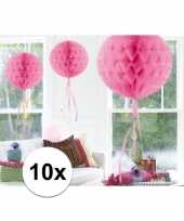 Feestversiering roze versiering bollen 30 cm set van 3 10121235