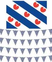Friesland versiering set met vlag 4 vlaggenlijnen