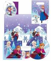 Frozen blauw paars kinderfeest tafelversiering pakket 6 personen