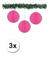 Fuchsia kerstversiering ballen van papier 10 cm 3 stuks