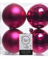 Fuchsia roze kerstversiering kerstballen kunststof 10 cm