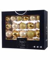 Goud champagne kerstversiering kerstballen set 42 delig van glas