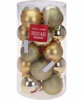 Gouden kerstversiering kerstballenset kunststof 12 cm