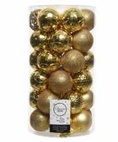 Gouden kerstversiering kerstballenset kunststof 6 cm 36 stuks