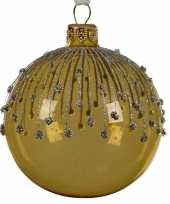 Gouden kerstversiering transparante kerstballen van glas 8 cm 10104722