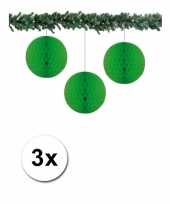 Groene kerstversiering ballen van papier 10 cm 3 stuks