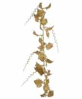 Guirlande lichtgouden blad met glitter186 cm kerstversiering