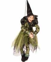 Halloween heks hangversiering pop groen zwart 45 cm halloween versiering