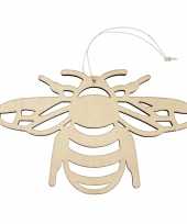 Houten dieren versiering hanger van een honingbij van 12 x 19 cm
