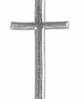 Kaars versiering zilveren kruis 4 cm
