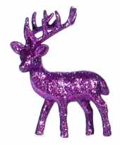 Kerst paarse rendier vensterbank versiering 10 cm