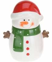 Kerst versiering koekpot snoeppot sneeuwpop 23 cm