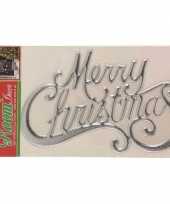 Kerst versiering raamsticker merry christmas zilver 42 cm